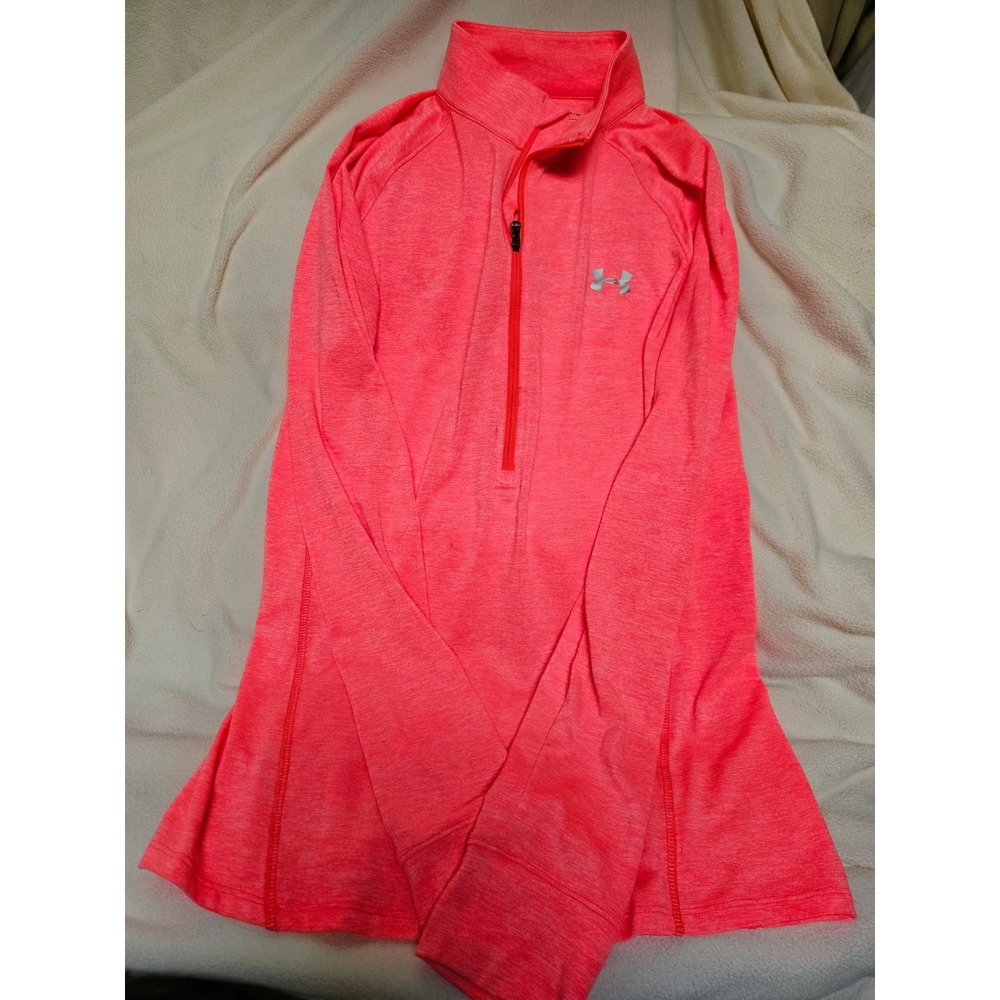 Under Armour Womens HeatGear 1/4 Zip Pullover Neon Pink Heather MD 2033